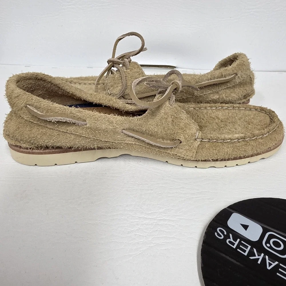 Sperry Top-Sider 2-Eye Sand Beige Suede Boat Shoes Men's Size 7.5